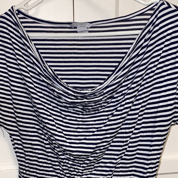 H&M Medium Black White Stripe Boat Neck Short Sleeve Top - Picture 4 of 12